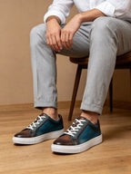 Men's Premium Two-Tone Patina Leather Sneakers
