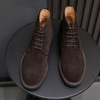 Men's Suede Plain Toe Stitched Welt Derby Ankle Boots