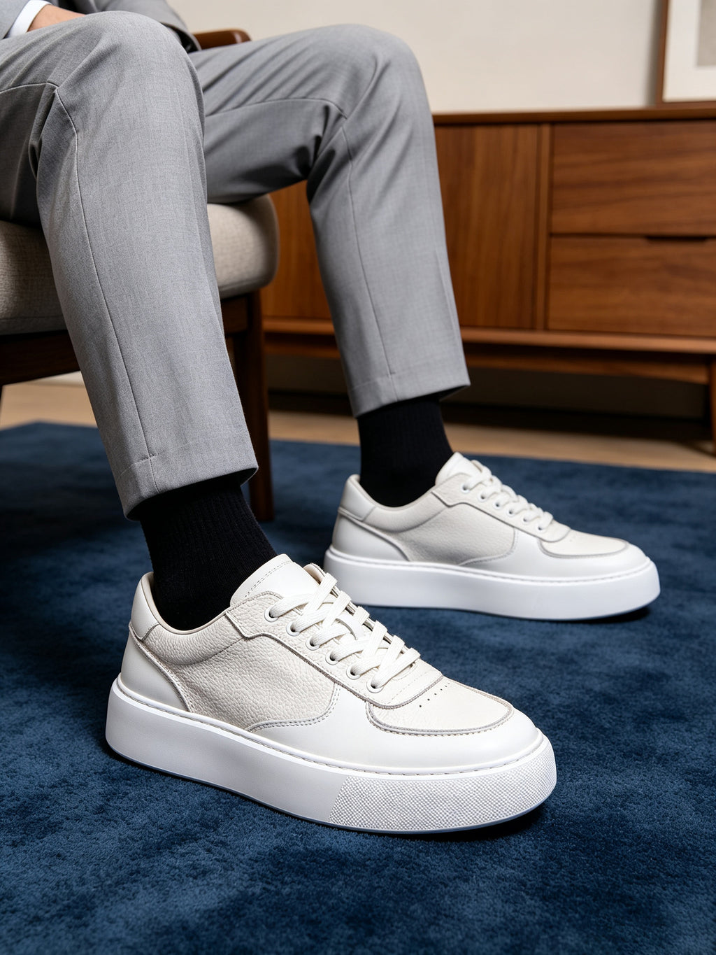 Men's Premium Patina Leather Dress Casual Sneakers