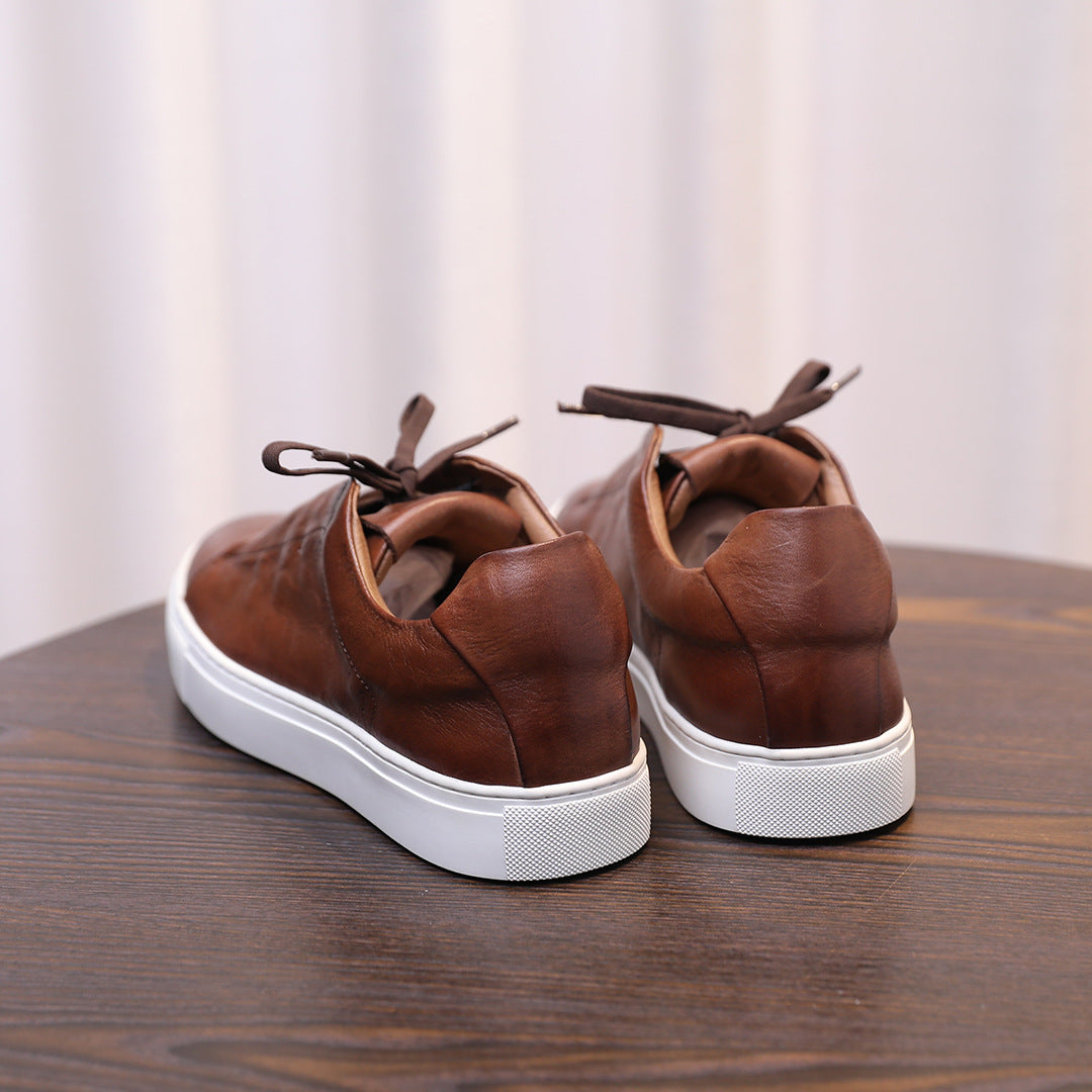 Men's Premium Seamless Patina Leather Sneakers