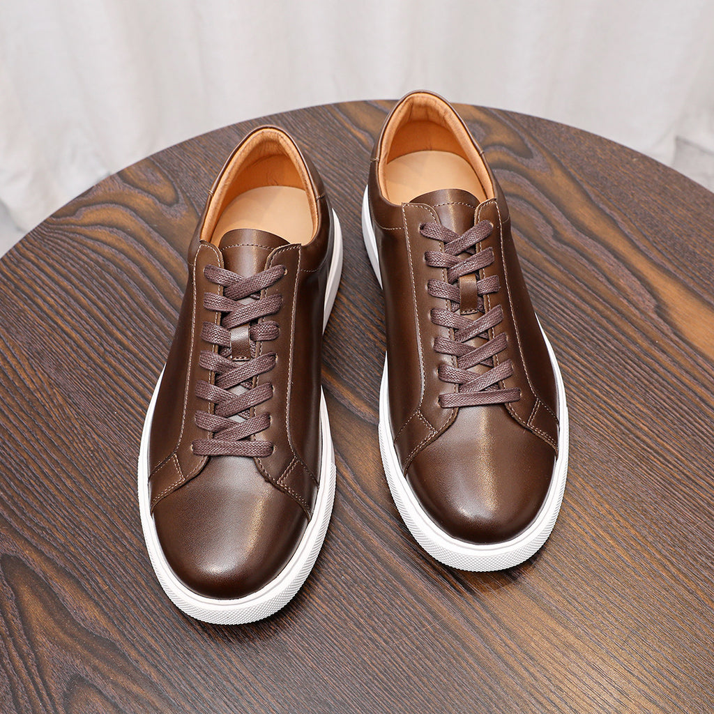 Men's Premium Minimalist Patina Leather Casual Sneakers