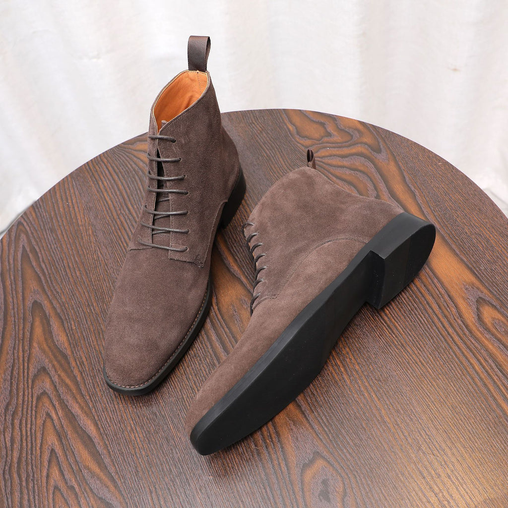 Men's Suede Chisel Plain Toe Lace-Up Ankle Dress Boots