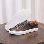 Men's Premium Pebbled Leather Burnished Sneakers