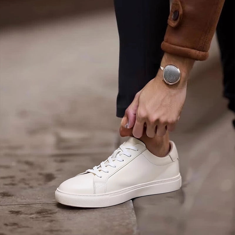 Men's Classic Triple-White Leather Low-Top Sneakers