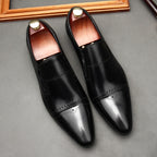 Men's Stitched Cap Toe Pointed Dress Loafers