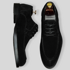 Men's Suede Split Toe Apron Leather Derby Shoes