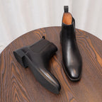 Pointed Plain Toe Leather Chelsea Boots for Men
