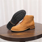 Men's Suede Plain Toe Back-Zip Lace-Up Ankle Dress Boots