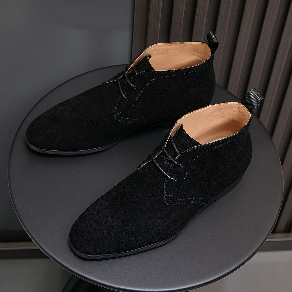Men's Suede Chisel Plain Toe Lace-Up Chukka Dress Boots
