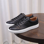 Men's Premium Pebbled Leather Burnished Sneakers