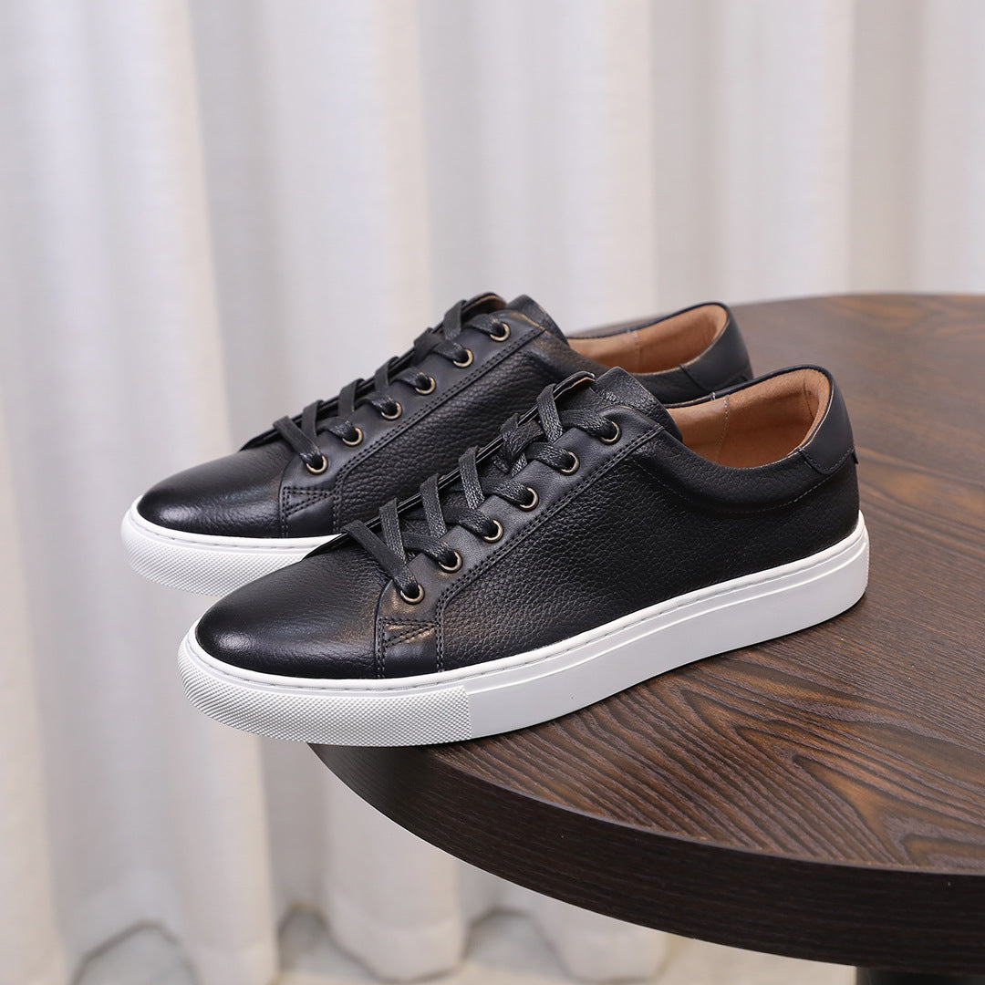 Men's Premium Pebbled Leather Burnished Sneakers