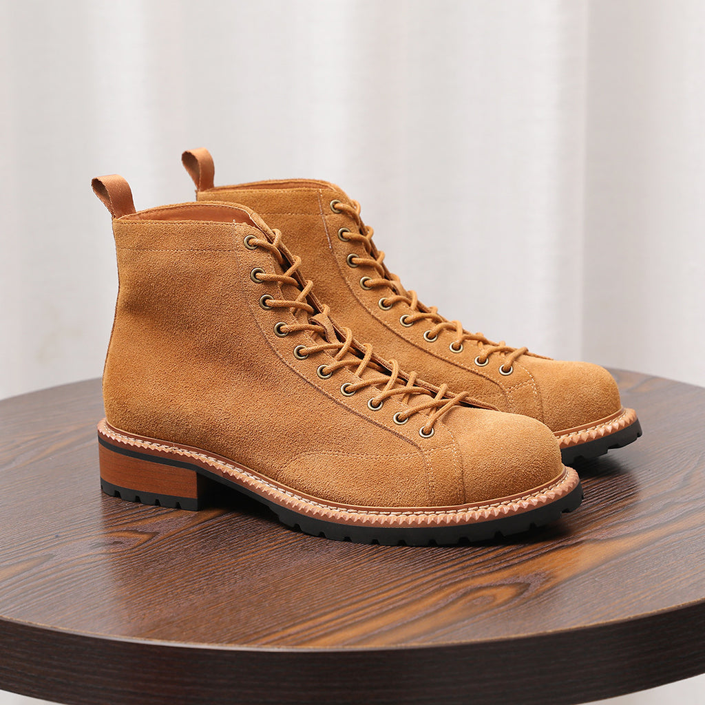 Lace-to-Toe Suede Lug Sole Boots for Men