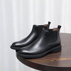 Men's Leather Plain Toe Elastic Gore Chelsea Dress Boots