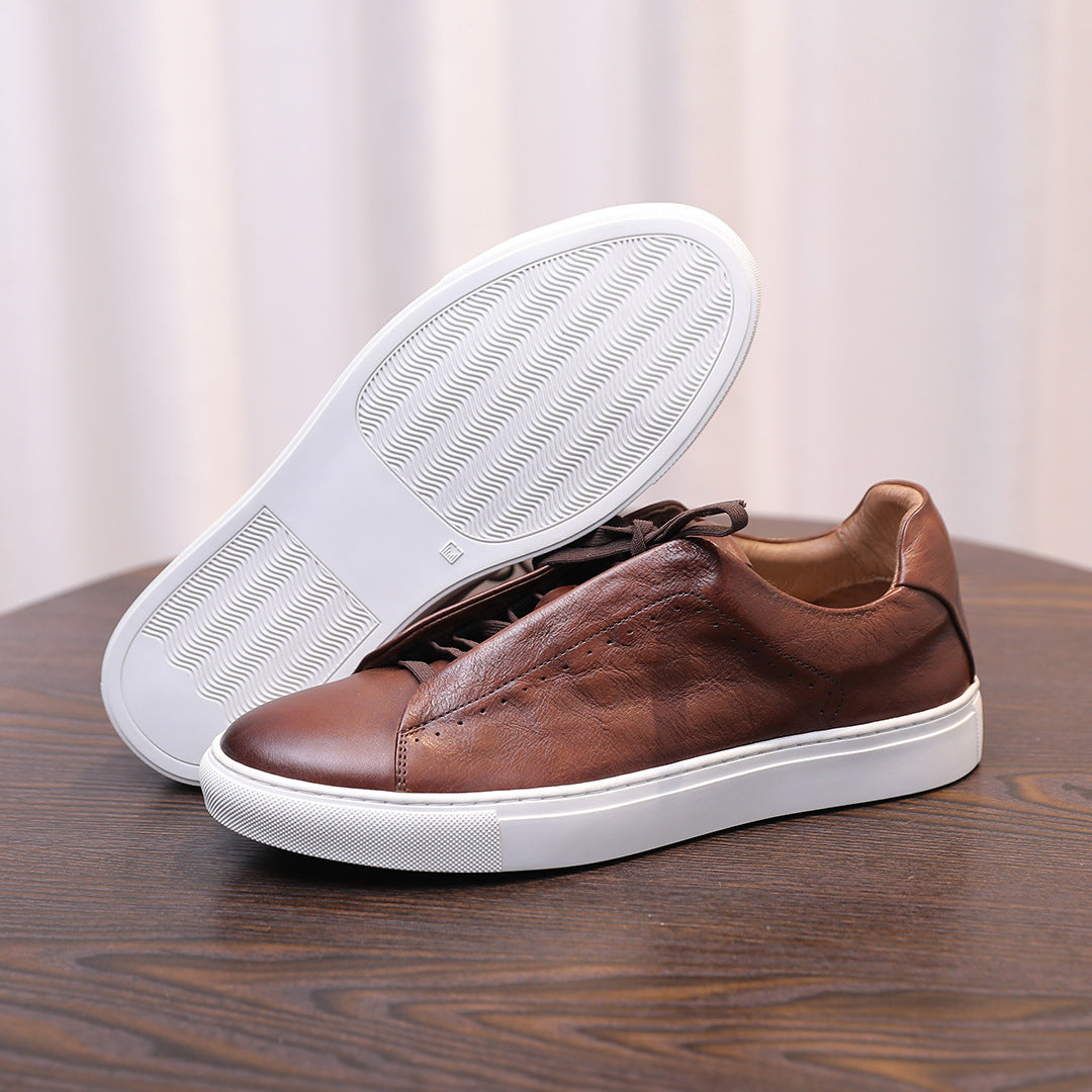 Men's Premium Seamless Patina Leather Sneakers