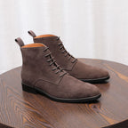 Men's Suede Chisel Plain Toe Lace-Up Ankle Dress Boots