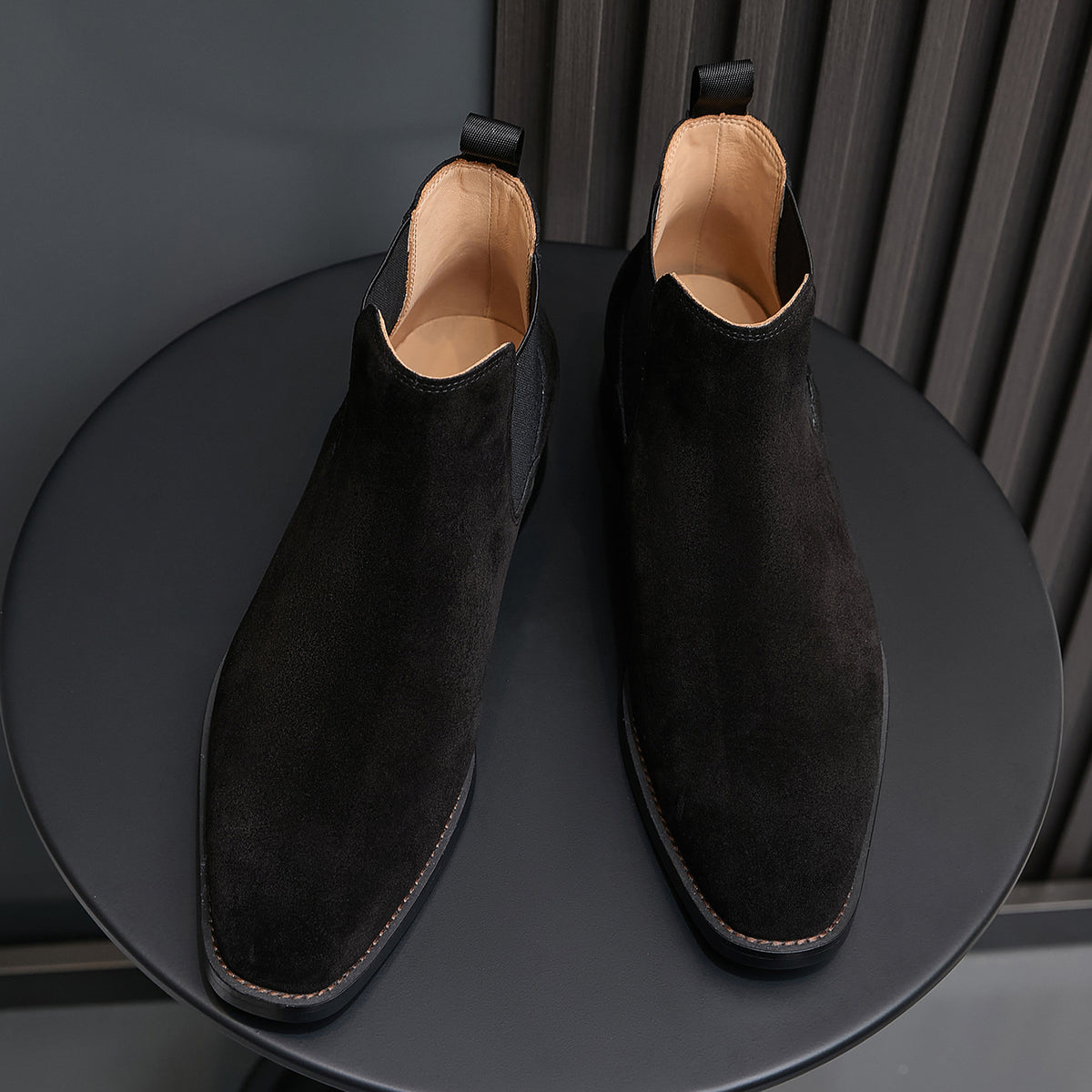 Chisel Plain Toe Suede Chelsea Boots for Men