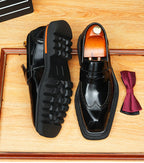 Men's Platform Brogue Leather Slip-On Dress Loafers