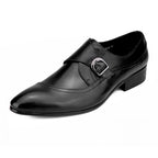 Men's Sleek Single Buckle Shoes: Posh Fashion Reception Dress Shoes Black