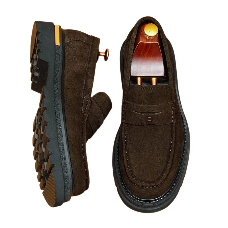 Men's Suede Chunky Sole Slip-On Formal Loafers