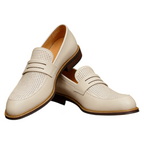 Men's Dot-Pattern Pointed Toe Leather Dress Loafers
