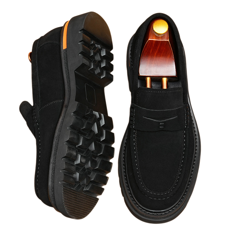Men's Suede Chunky Sole Slip-On Formal Loafers