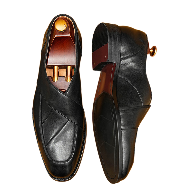 Men's Paneled Slip-On Leather Formal Loafers