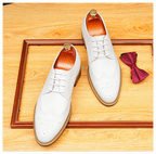 Mens White Formal Derby Shoes: Classic Brogue Wingtip Dress Shoes