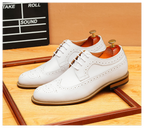 Mens White Formal Derby Shoes: Classic Brogue Wingtip Dress Shoes