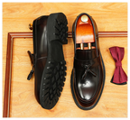 Men's High-Gloss Tassel Platform Leather Loafers