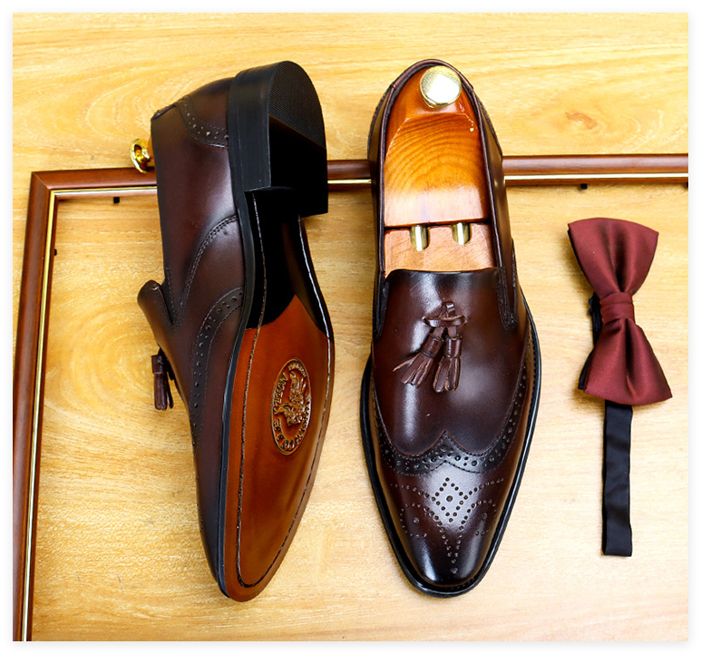 Men's Classic Leather Brogue Tassel Loafers