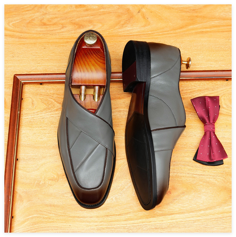Men's Paneled Slip-On Leather Formal Loafers