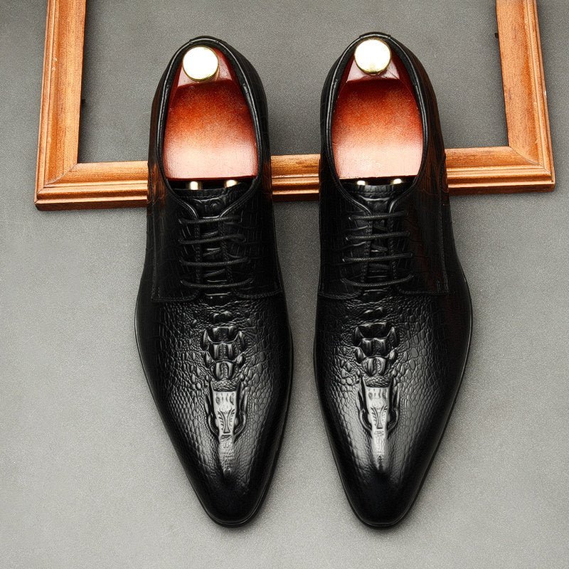 All - Black Textured Derby Shoes: Elegant Business Formal Dress Shoesyes