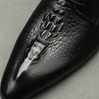 All - Black Textured Derby Shoes: Elegant Business Formal Dress Shoesyes