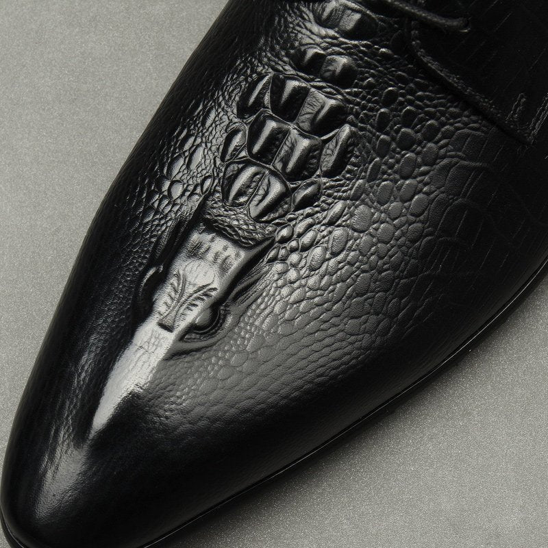 All - Black Textured Derby Shoes: Elegant Business Formal Dress Shoesyes