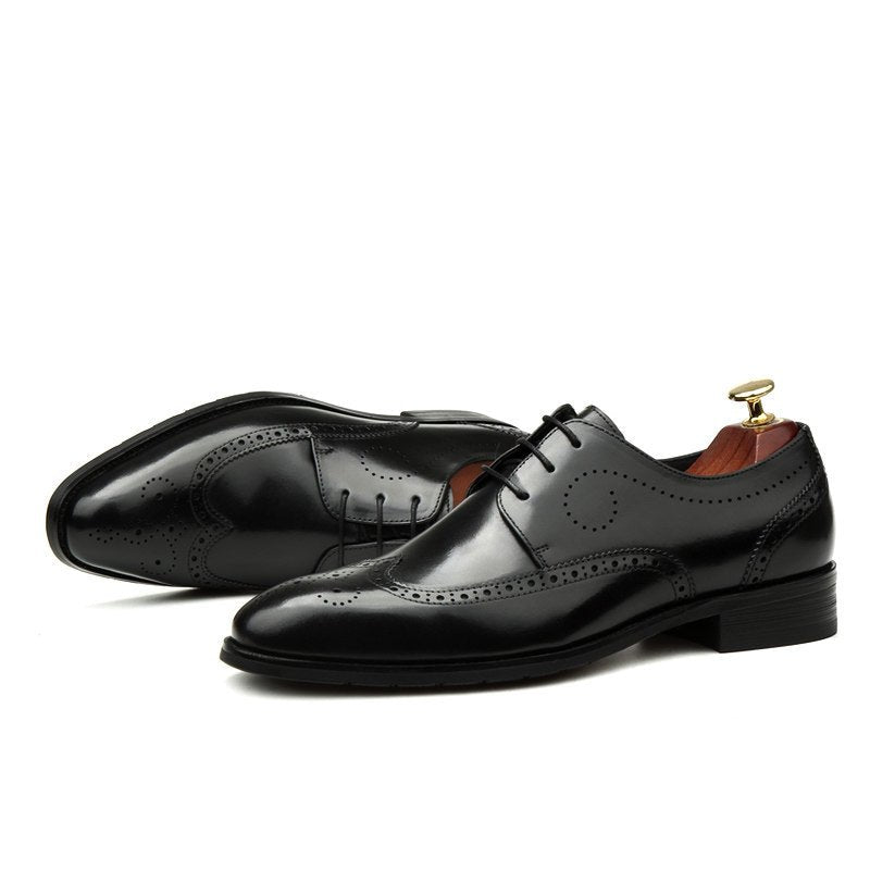 all leather men's Brogue dress shoes Business Lace - up Derby shoes