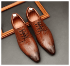 Artistic Patterned Pointed Derby: Luxury Party & Prom Formal Shoesyes