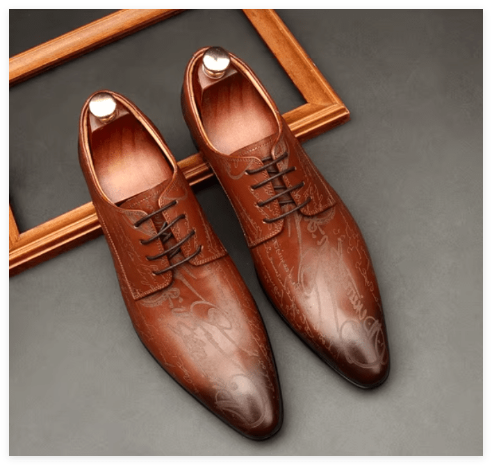 Artistic Patterned Pointed Derby: Luxury Party & Prom Formal Shoesyes