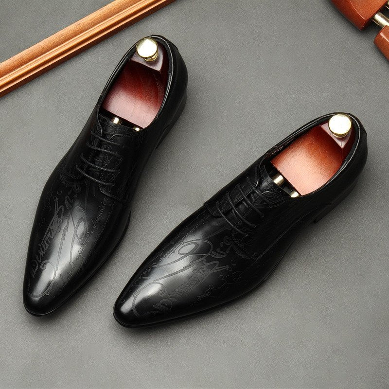 Artistic Patterned Pointed Derby: Luxury Party & Prom Formal Shoesyes