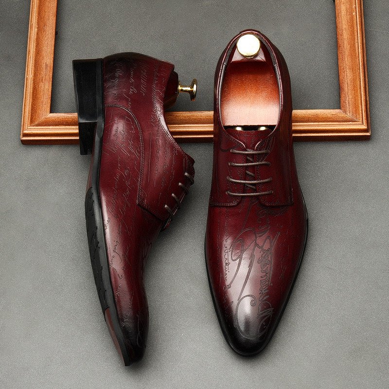 Artistic Patterned Pointed Derby: Luxury Party & Prom Formal Shoesyes