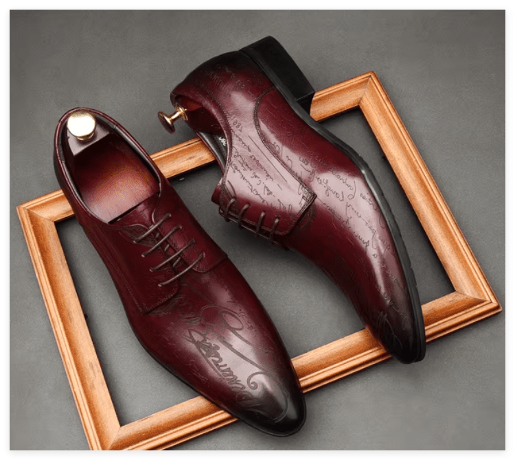 Artistic Patterned Pointed Derby: Luxury Party & Prom Formal Shoesyes