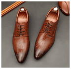 Artistic Patterned Pointed Derby: Luxury Party & Prom Formal Shoesyes