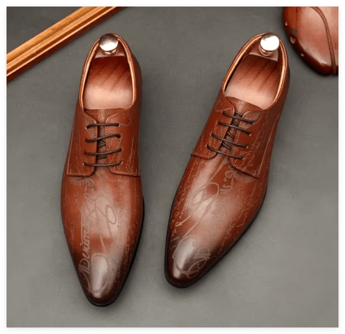 Artistic Patterned Pointed Derby: Luxury Party & Prom Formal Shoesyes