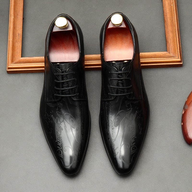 Artistic Patterned Pointed Derby: Luxury Party & Prom Formal Shoesyes
