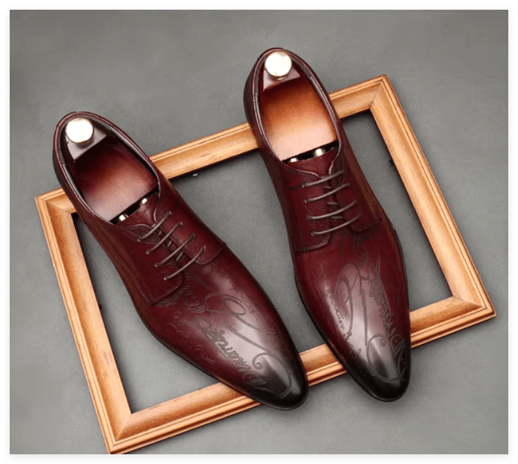 Artistic Patterned Pointed Derby: Luxury Party & Prom Formal Shoesyes