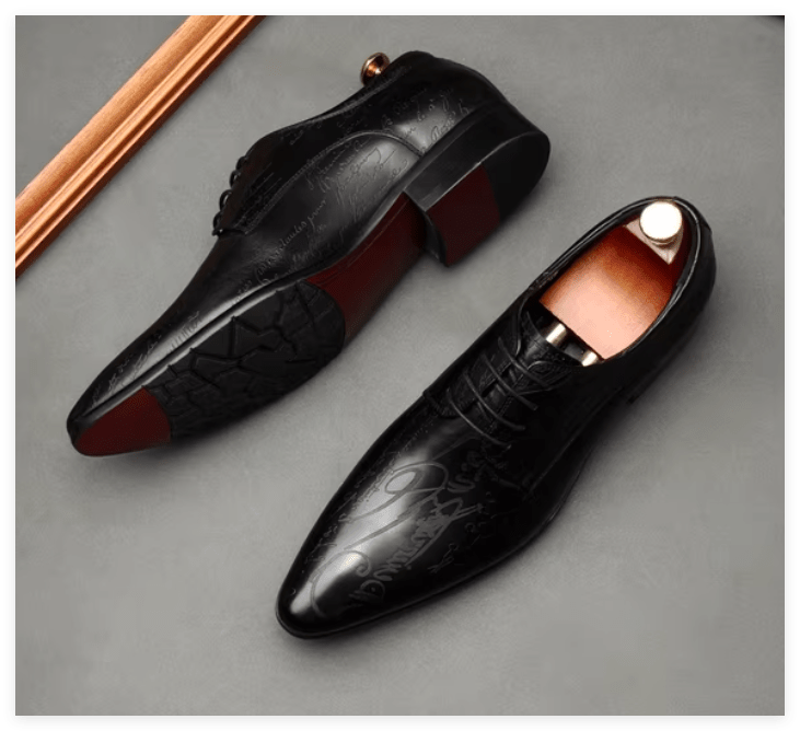 Artistic Patterned Pointed Derby: Luxury Party & Prom Formal Shoesyes
