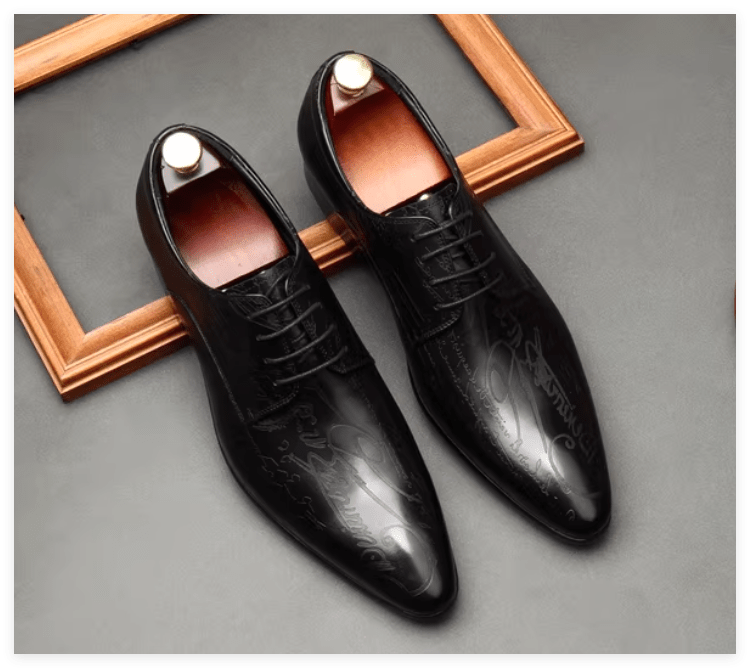 Artistic Patterned Pointed Derby: Luxury Party & Prom Formal Shoesyes