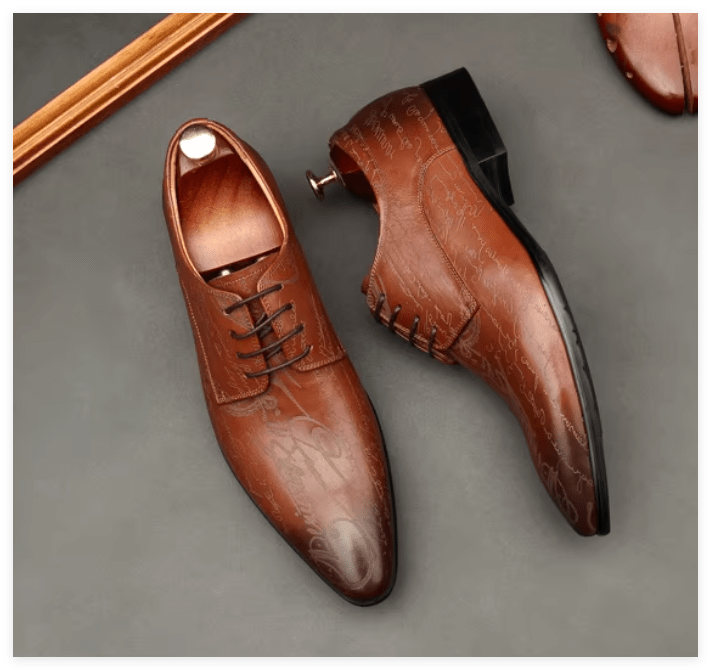Artistic Patterned Pointed Derby: Luxury Party & Prom Formal Shoesyes