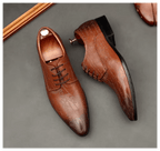 Artistic Patterned Pointed Derby: Luxury Party & Prom Formal Shoesyes
