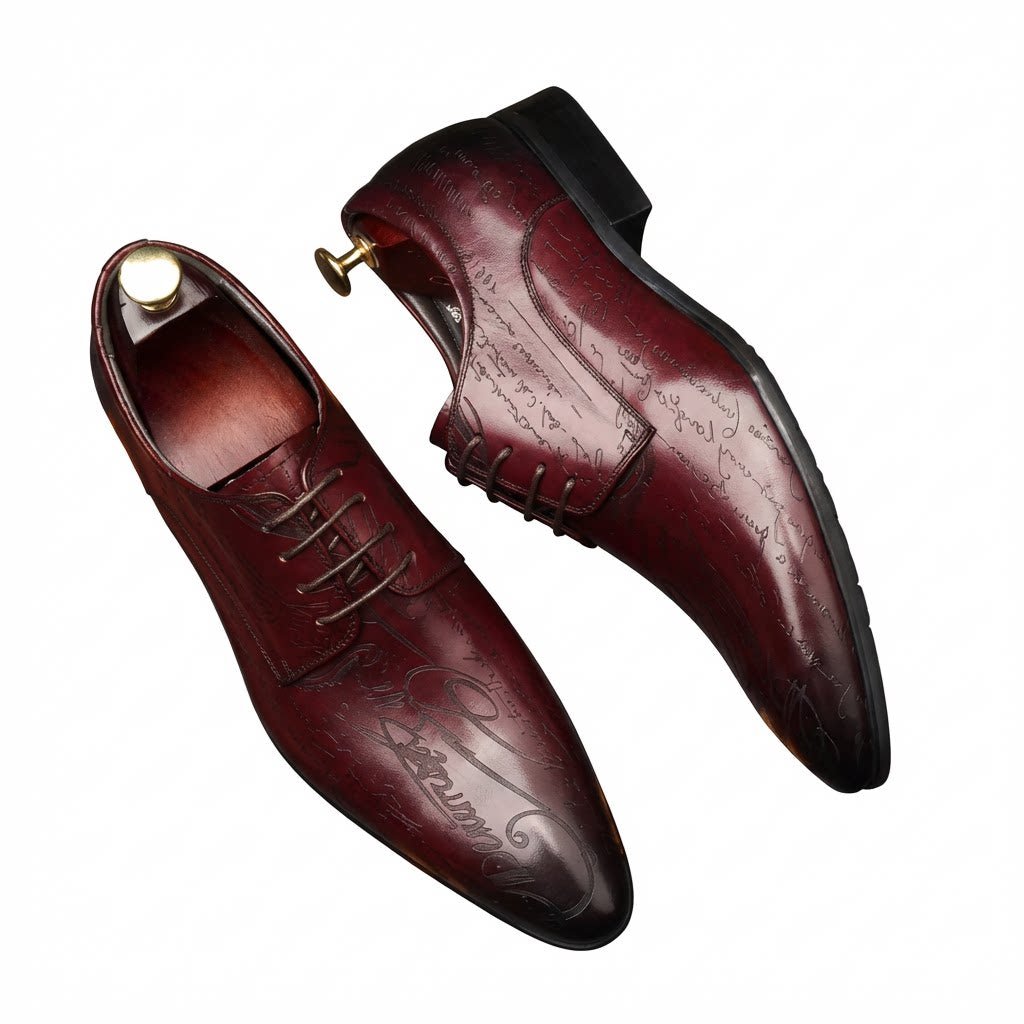 Artistic Patterned Pointed Derby: Luxury Party & Prom Formal Shoesyes