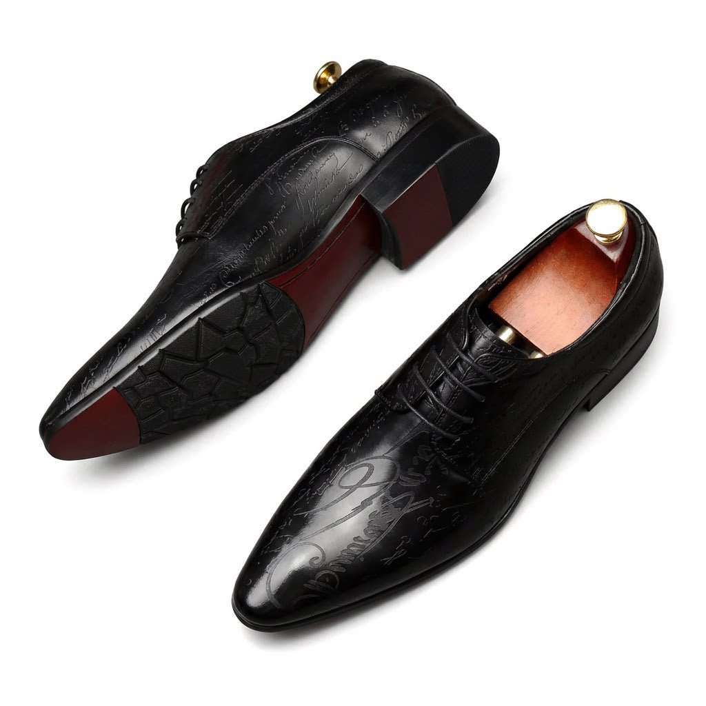 Artistic Patterned Pointed Derby: Luxury Party & Prom Formal Shoesyes